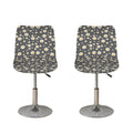 Grey Daisy Floral Pattern Print Bar Stool Covers