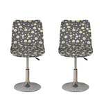 Grey Daisy Floral Pattern Print Bar Stool Covers