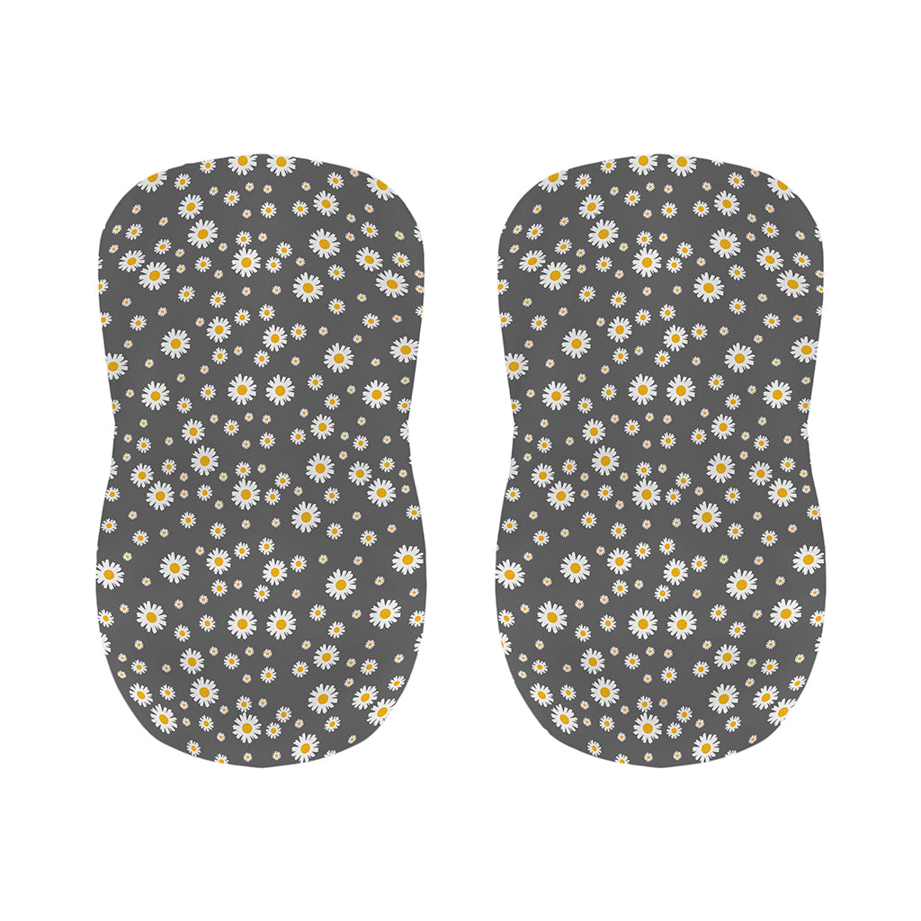 Grey Daisy Floral Pattern Print Bar Stool Covers