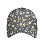 Grey Daisy Floral Pattern Print Baseball Cap