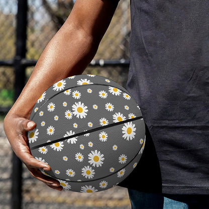 Grey Daisy Floral Pattern Print Basketball