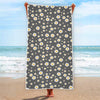 Grey Daisy Floral Pattern Print Beach Towel