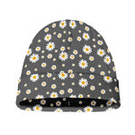 Grey Daisy Floral Pattern Print Beanie