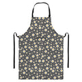 Grey Daisy Floral Pattern Print Bib Apron With Pocket