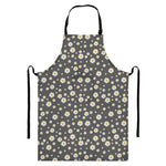 Grey Daisy Floral Pattern Print Bib Apron With Pocket