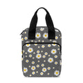 Grey Daisy Floral Pattern Print Bible Tote Bag