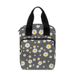 Grey Daisy Floral Pattern Print Bible Tote Bag
