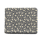 Grey Daisy Floral Pattern Print Bifold Wallet