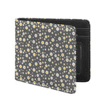 Grey Daisy Floral Pattern Print Bifold Wallet