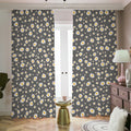 Grey Daisy Floral Pattern Print Dimout Pencil Pleat Curtains