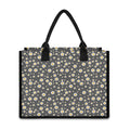 Grey Daisy Floral Pattern Print Canvas Tote Bag