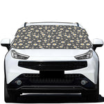 Grey Daisy Floral Pattern Print Car Windshield Snow Cover