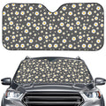 Grey Daisy Floral Pattern Print Car Windshield Sun Shade