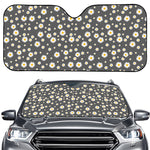 Grey Daisy Floral Pattern Print Car Windshield Sun Shade