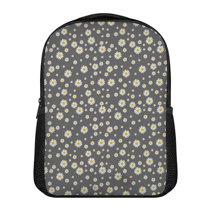 Grey Daisy Floral Pattern Print Casual Backpack