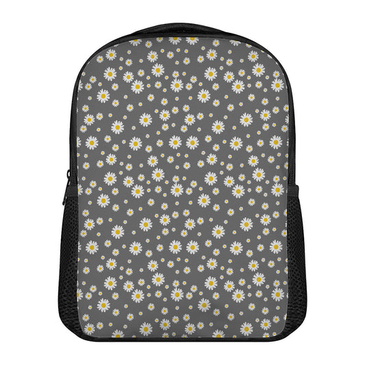 Grey Daisy Floral Pattern Print Casual Backpack