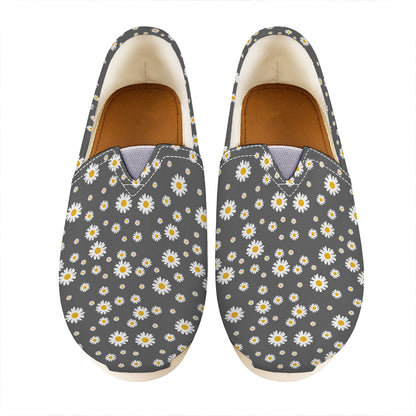 Grey Daisy Floral Pattern Print Casual Shoes