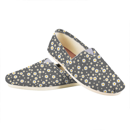 Grey Daisy Floral Pattern Print Casual Shoes