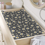 Grey Daisy Floral Pattern Print Changing Pad Cover