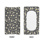 Grey Daisy Floral Pattern Print Changing Pad Cover