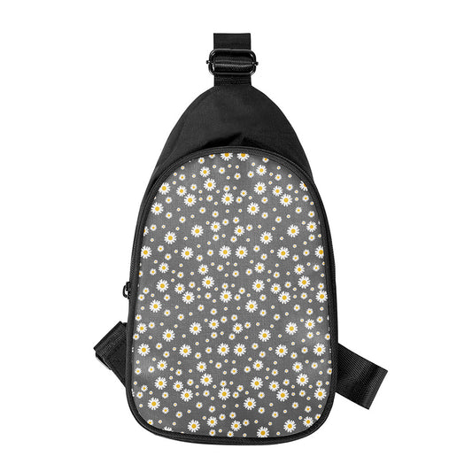 Grey Daisy Floral Pattern Print Chest Bag