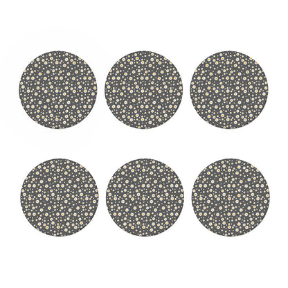 Grey Daisy Floral Pattern Print Coaster Set