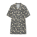 Grey Daisy Floral Pattern Print Cotton Hawaiian Shirt