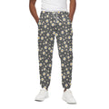Grey Daisy Floral Pattern Print Cotton Sweatpants
