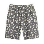 Grey Daisy Floral Pattern Print Cotton Shorts