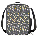 Grey Daisy Floral Pattern Print Crossbody Lunch Bag