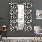 Grey Daisy Floral Pattern Print Curtain