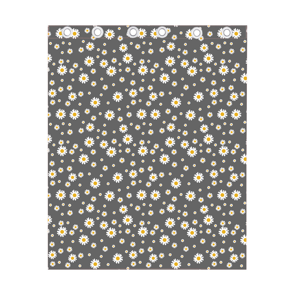 Grey Daisy Floral Pattern Print Curtain