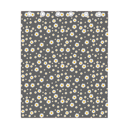 Grey Daisy Floral Pattern Print Curtain