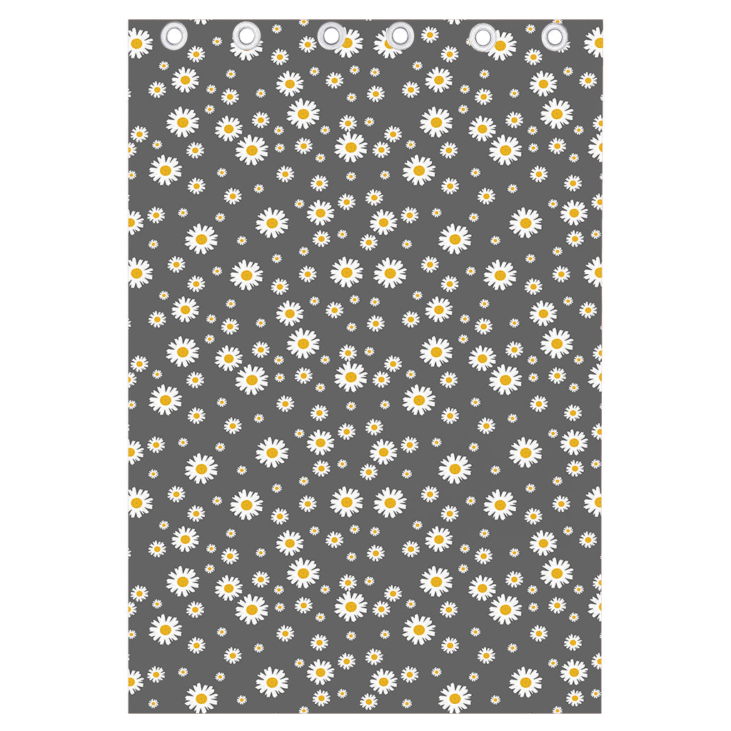 Grey Daisy Floral Pattern Print Curtain