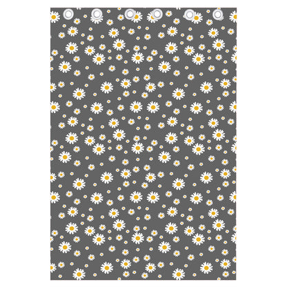 Grey Daisy Floral Pattern Print Curtain