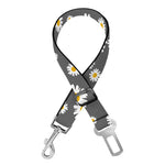 Grey Daisy Floral Pattern Print Dog Seat Belt