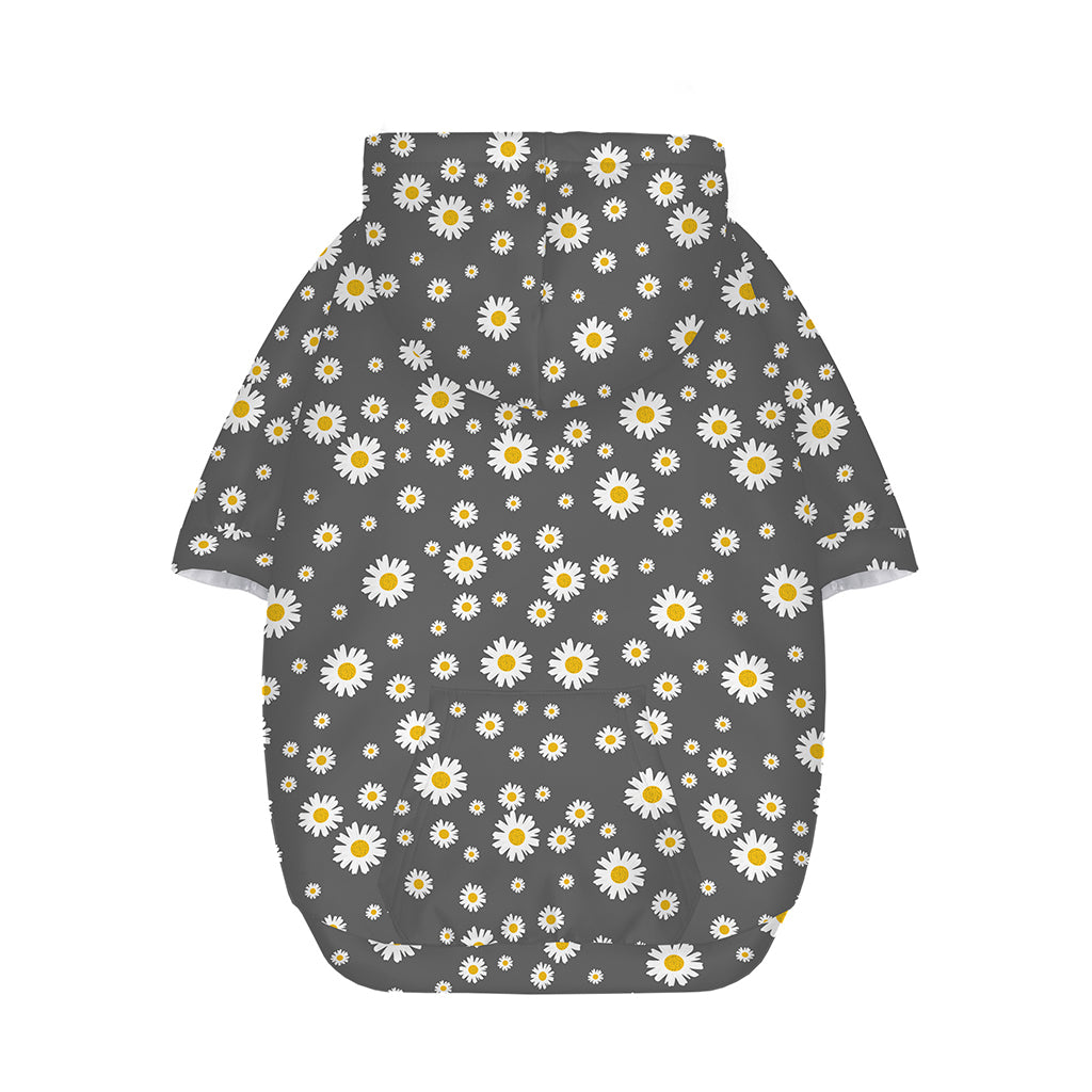 Grey Daisy Floral Pattern Print Dog Zip Up Hoodie