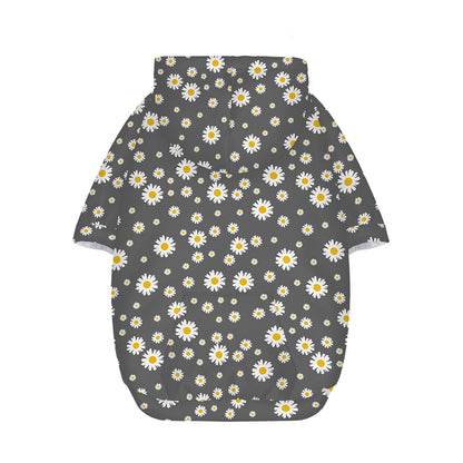 Grey Daisy Floral Pattern Print Dog Zip Up Hoodie