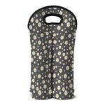 Grey Daisy Floral Pattern Print Double Neoprene Wine Tote