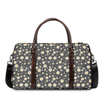Grey Daisy Floral Pattern Print Duffle Bag
