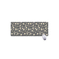 Grey Daisy Floral Pattern Print Extended Mouse Pad