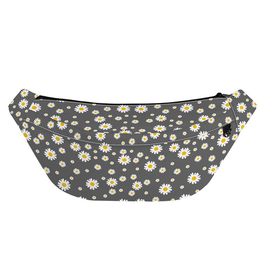 Grey Daisy Floral Pattern Print Fanny Pack