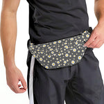 Grey Daisy Floral Pattern Print Fanny Pack
