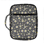 Grey Daisy Floral Pattern Print Front Pocket Bible Bag