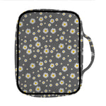 Grey Daisy Floral Pattern Print Front Pocket Bible Bag