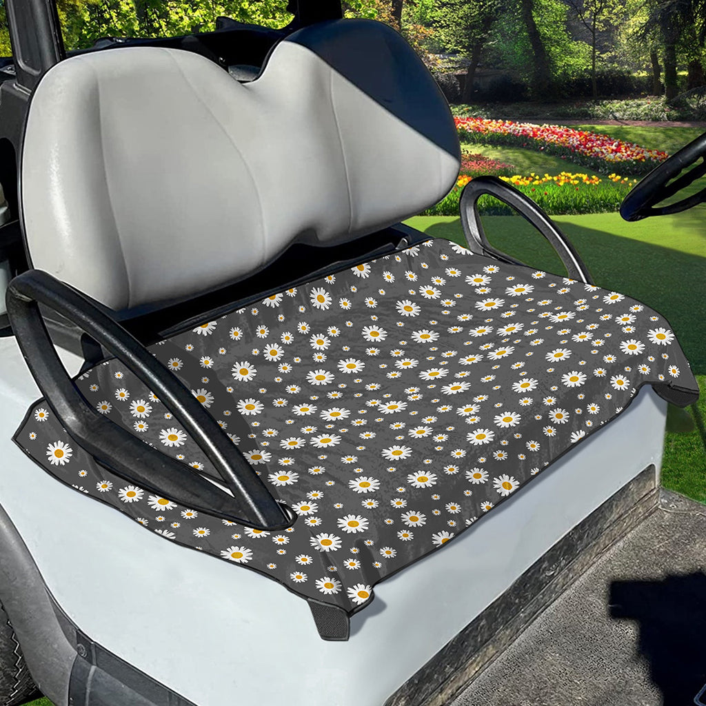Grey Daisy Floral Pattern Print Golf Cart Seat Cover