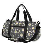 Grey Daisy Floral Pattern Print Gym Bag