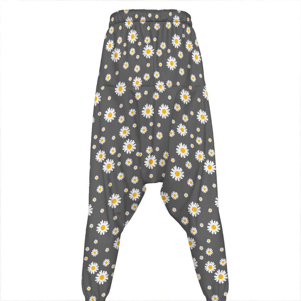 Grey Daisy Floral Pattern Print Hammer Pants