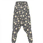 Grey Daisy Floral Pattern Print Hammer Pants