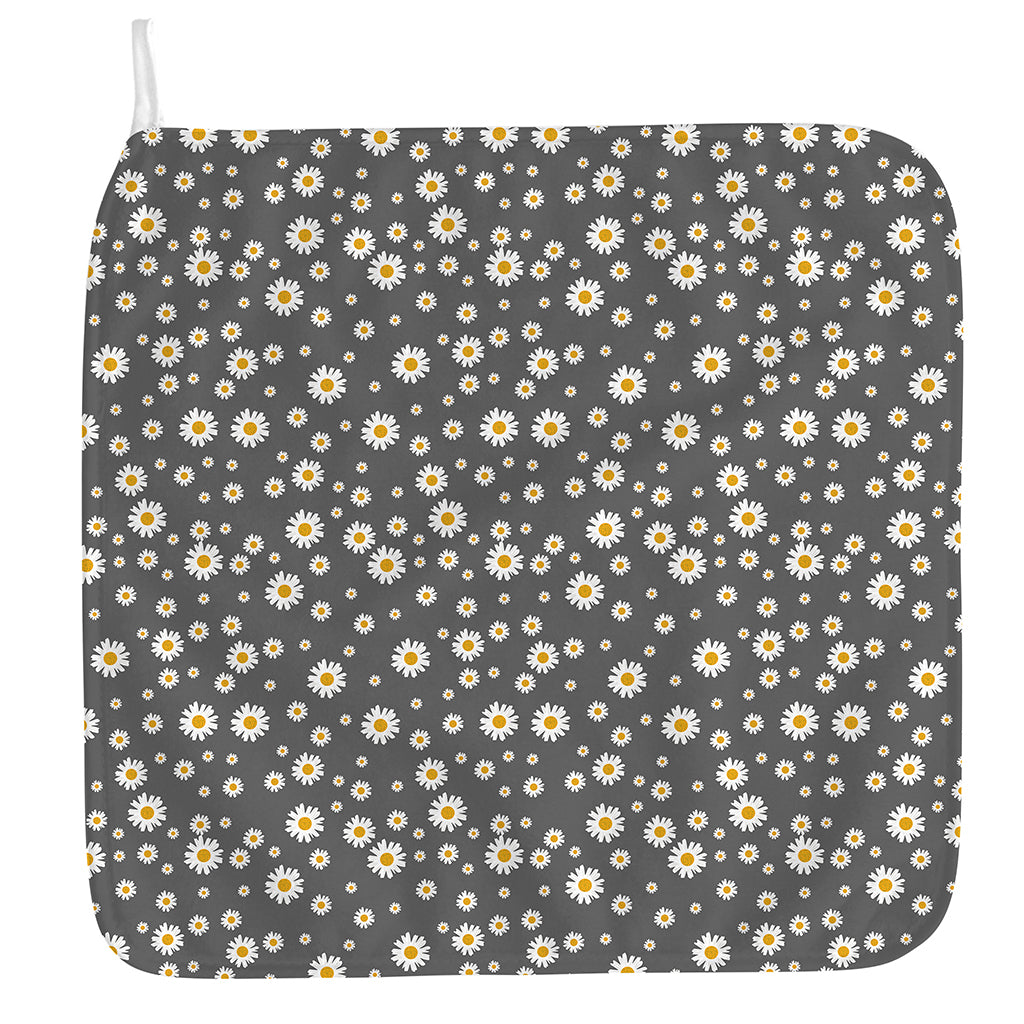 Grey Daisy Floral Pattern Print Hand Towel